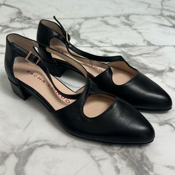 Shoes - NWOB Sacha London 1” Black Leather Hand Made Heels Size 6.5